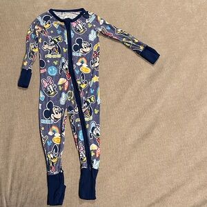 Little Sleepies Mickey Mouse Kids Footie Pajama - Blue and Multicolor